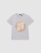 Camiseta gris algodón print y bordados lentejuelas niño-4