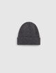 Gorro de punto de canalé gris para niño-4