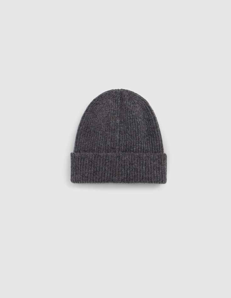Gorro de punto de canalé gris para niño-4