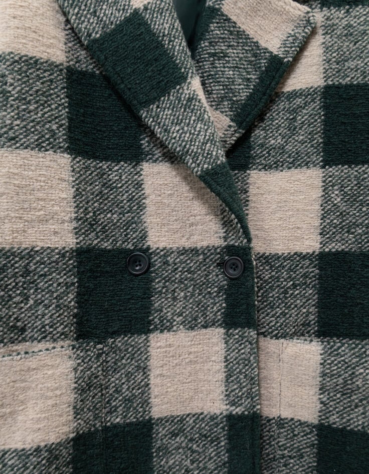 Manteau carreaux vert et écru fille-6