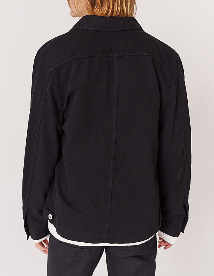 Men’s black cotton and hemp denim workwear jacket - IKKS