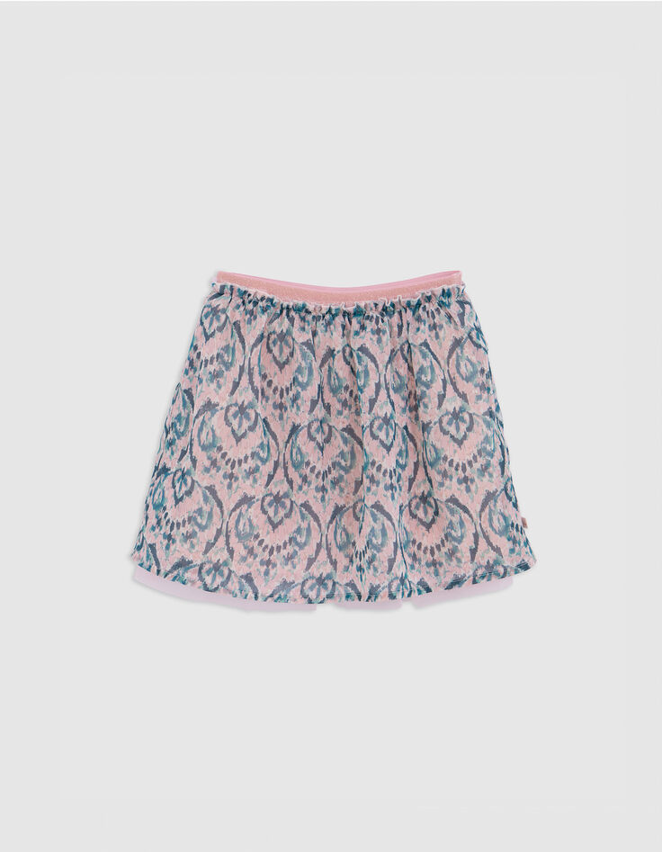 Rosafarbener Rock mit Ikat-Druck für Mädchen-1