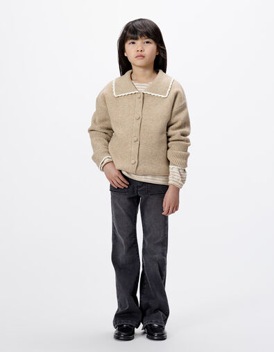 Cardigan beige tricot manches côtelées fille - IKKS