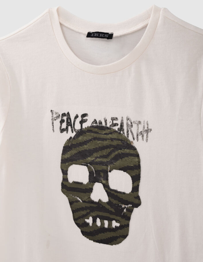Boys’ ecru reversible sequin skull T-shirt - IKKS