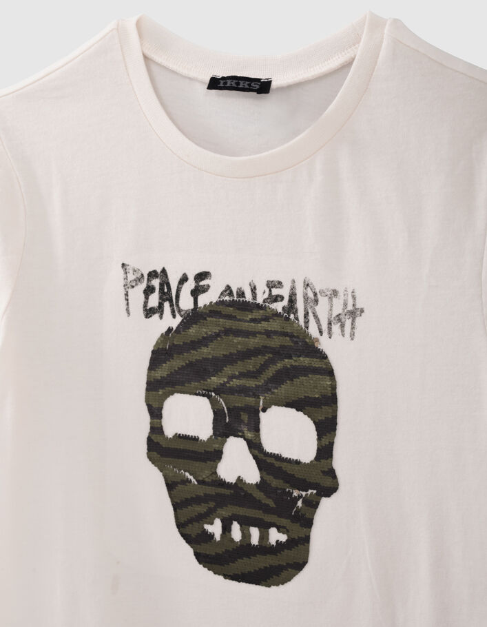 T-shirt écru tête de mort en sequins réversibles garçon - IKKS