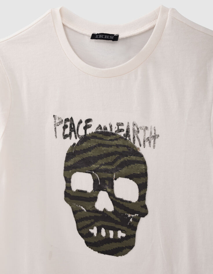 T-shirt &eacute;cru t&ecirc;te de mort en sequins r&eacute;versibles gar&ccedil;on-3