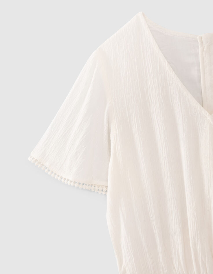 Girls' ecru lace-edged Ecovero® playsuit-6