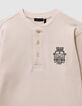 Boys’ white waffle T-shirt with embroidery front and back-5