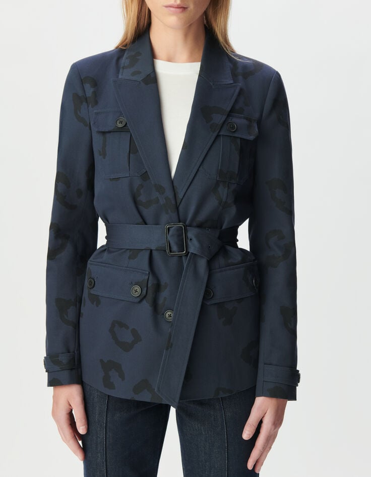 Women’s navy safari jacket with jaguar print-6 Women’s navy safari jacket with jaguar print-6