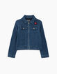 Veste en jean zippée en maille knitlook fille-1