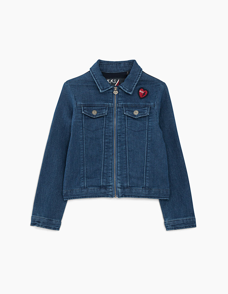 Veste en jean zippée en maille knitlook fille-1