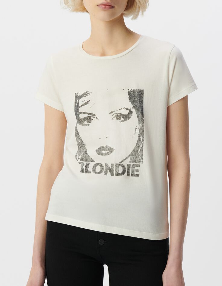 Tee-shirt rock blanc coton bio visage BLONDIE Femme-2