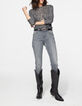 Tee-shirt manches 3/4 en lin imprimé wavy noir femme-6