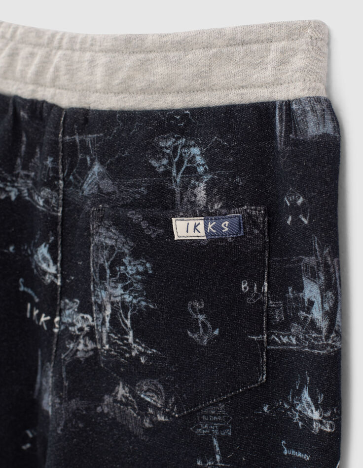 Navy sweatbermuda toile de Jouy-print jongens -5 Navy sweatbermuda toile de Jouy-print jongens -5