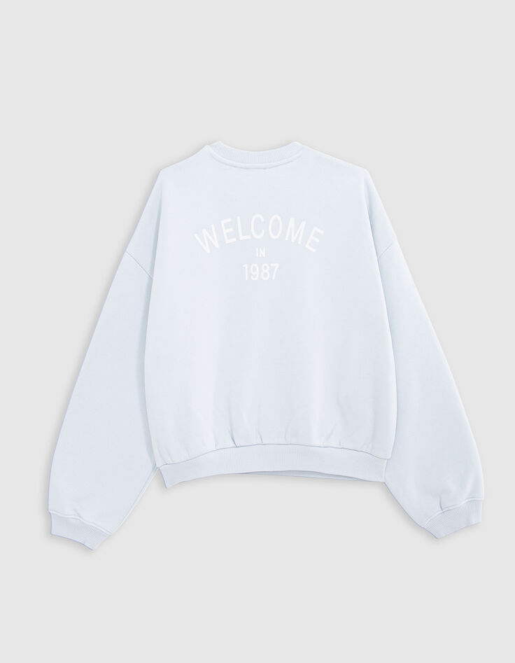 Sudadera azul con mensaje flocado en la espalda de ni&ntilde;a-3