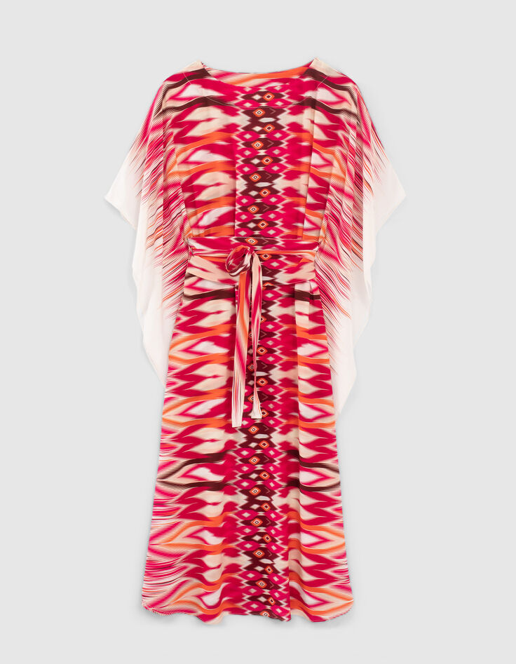 Robe longue fuchsia motif ethnique IKKS x GIGEEZ Femme-6