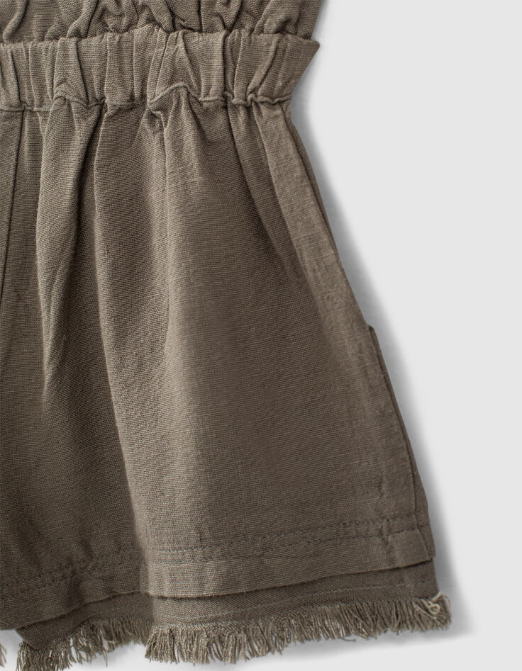 Baby girls’ khaki linen blend paperbag shorts -5