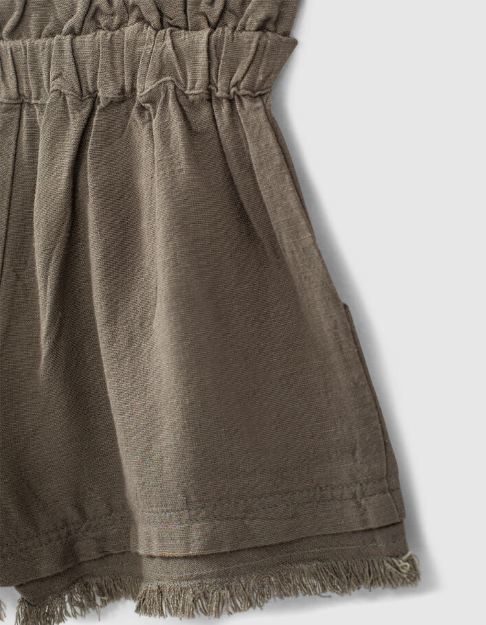 Baby girls’ khaki linen blend paperbag shorts  - IKKS