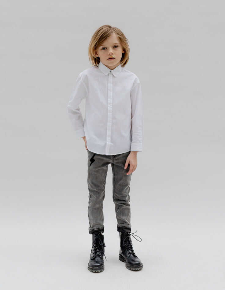 Chemise blanche patte brodée éclair garçon-2