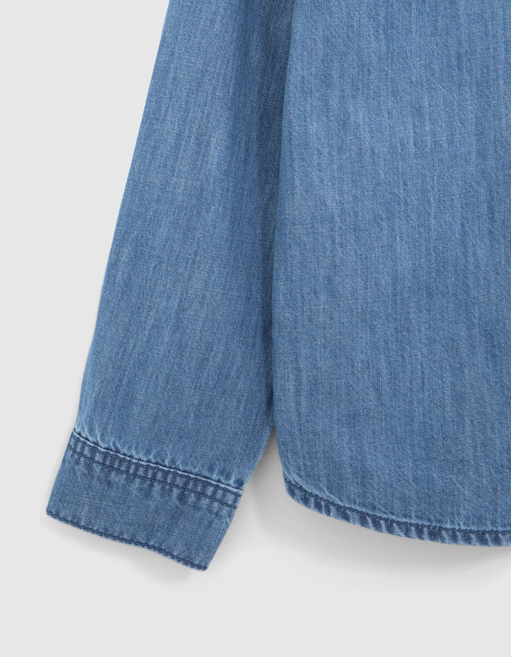 Camisa vaquera azul sin agua mensaje espalda niño-5 Camisa vaquera azul sin agua mensaje espalda niño-5