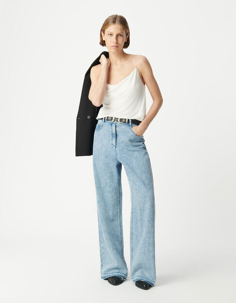 Women's high-waisted blue wide-leg jeans - IKKS