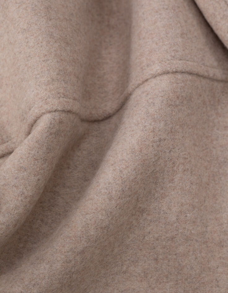 Women's straight beige wool jacket with rhinestone buttons-8