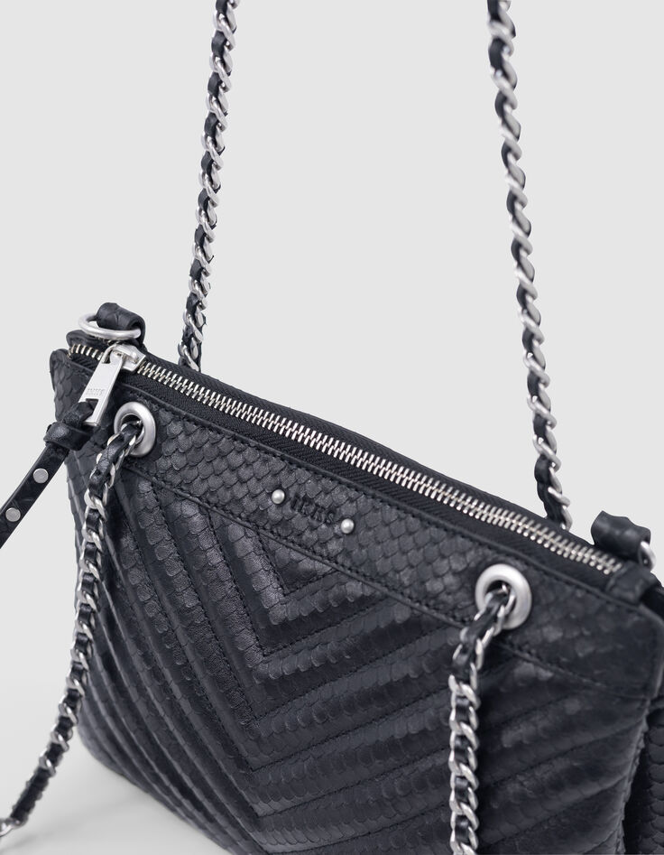 Woman's 1440 Reporter schwarz geprägte Leder Clutch Bag-5