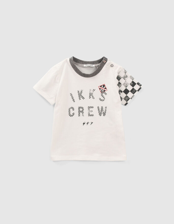 Set jeanstuinbroek en geblokt T-shirt babyjongens - IKKS