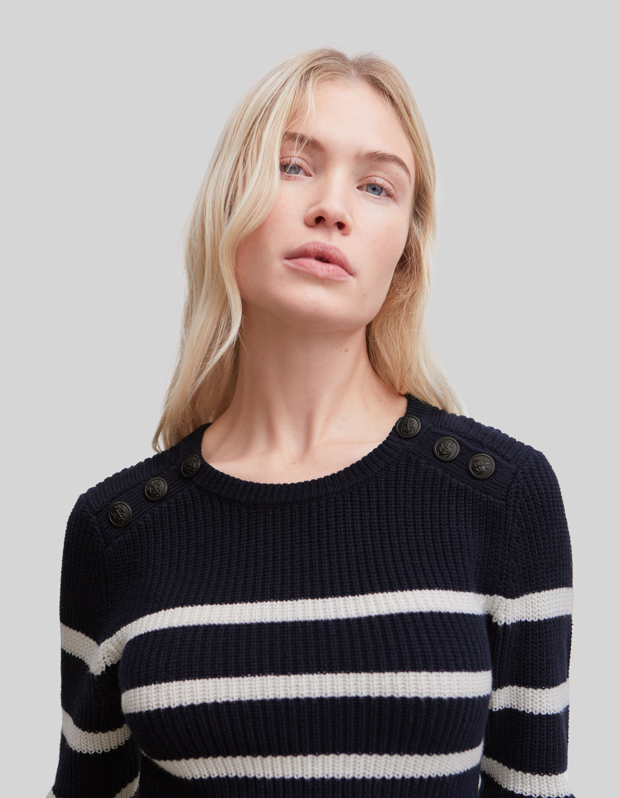 Pull mariniere femme boutons sales