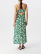Women's green maxi tropical print long dress-3