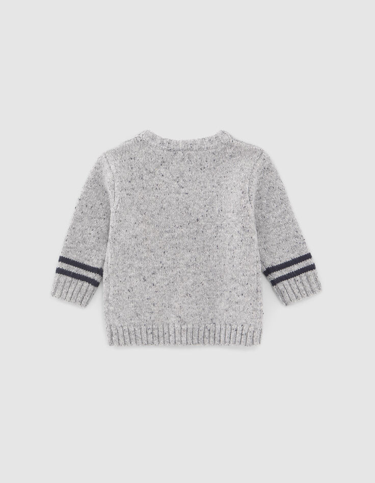 Jersey gris jaspeado punto con maxi bordados bebé niño-4