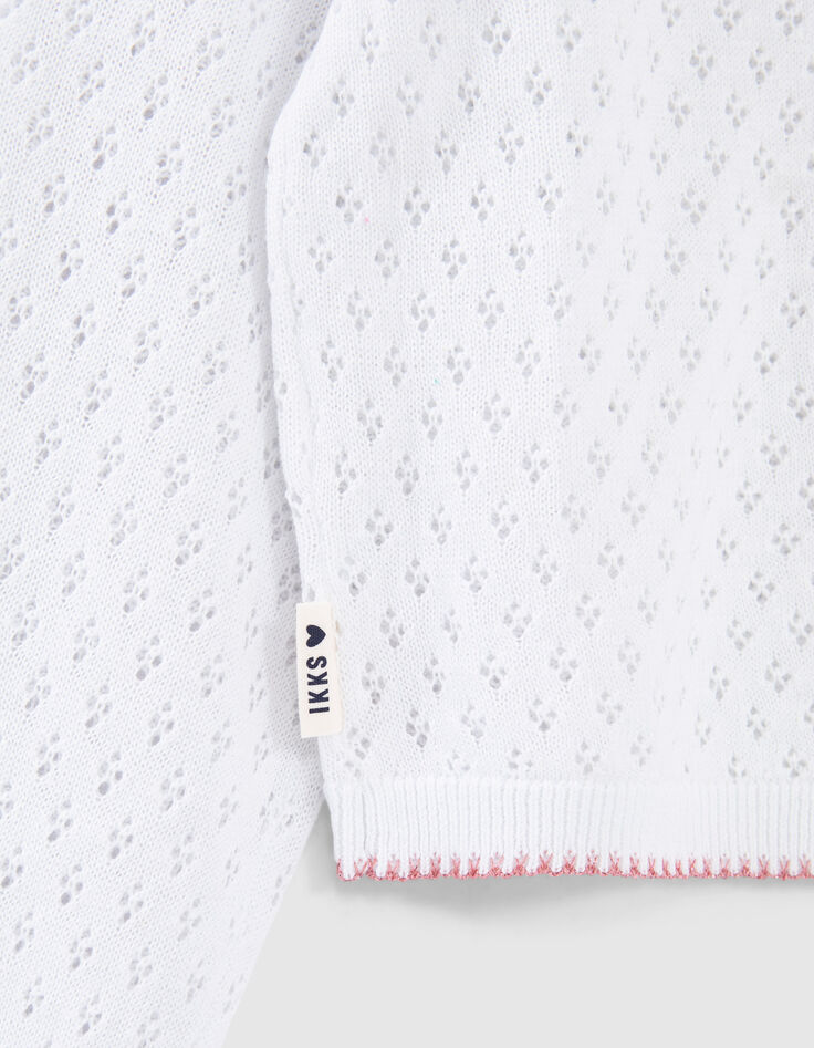 Cardigan écru tricot ajouré zippé fille-7