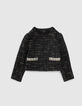 Veste noire façon tweed mini me fille-1