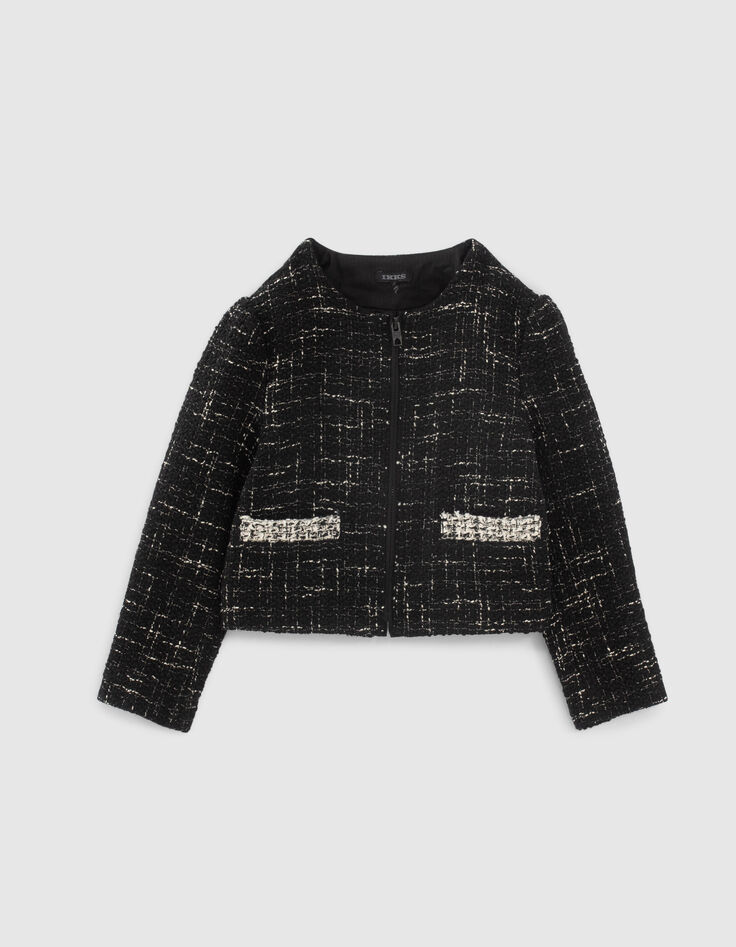 Veste noire façon tweed mini me fille-1