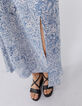 Robe longue bleu imprimé bandana Femme-5