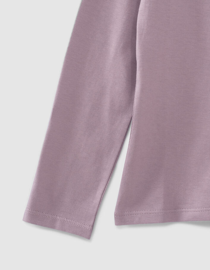 Girls’ violet T-shirt with cat in glittery scarf-5