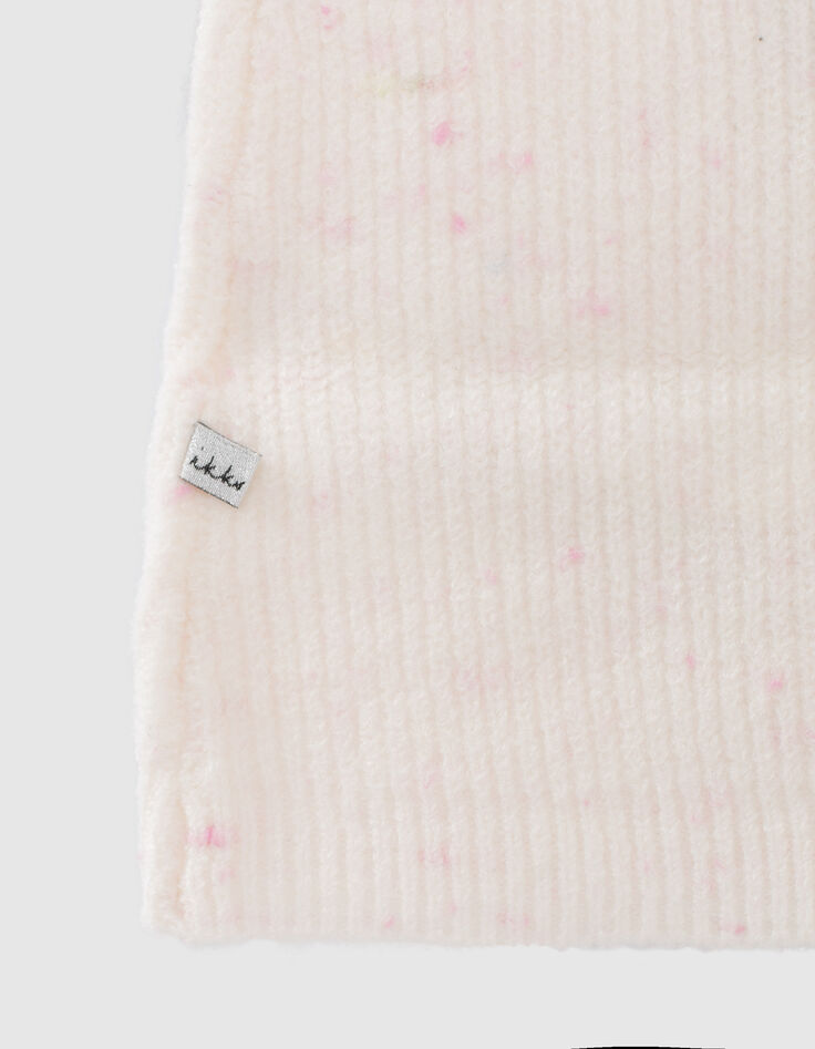 Robe blanc cassé tricot doupions roses bébé fille-6