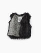Gilet gris anthracite en fourrure synthétique fille-3