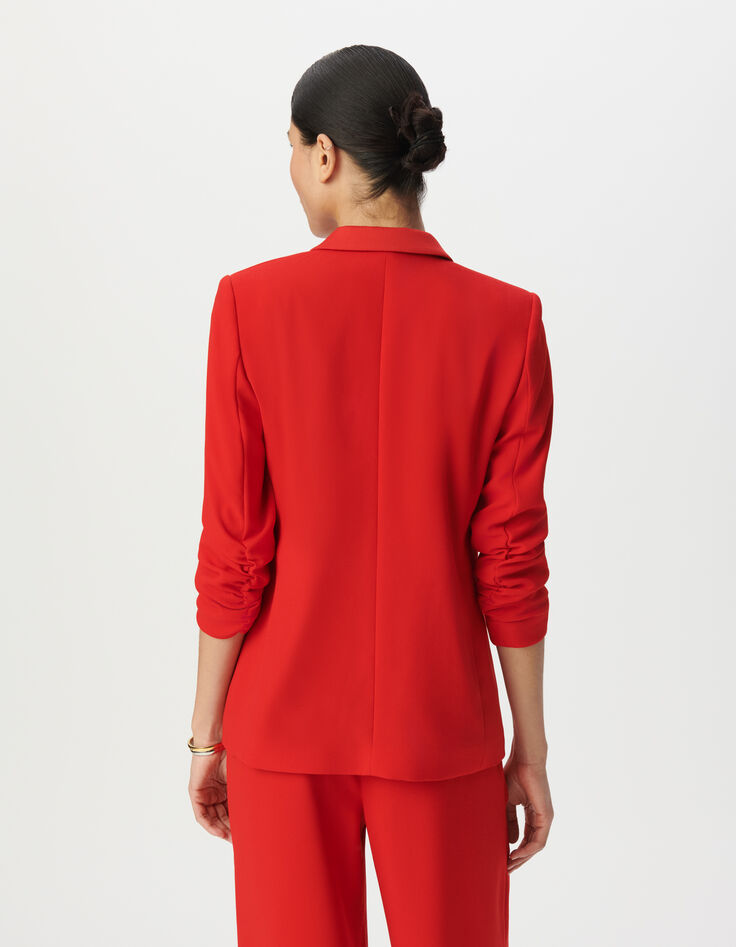 Rode blazer gefronste mouwen Dames-3