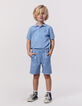 Blaue LOOSE-Jungenstrickbermudas-1
