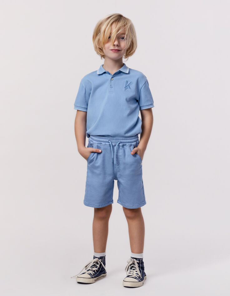 Blaue LOOSE-Jungenstrickbermudas-1