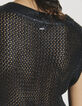 Pull en maille sans manches noir finition foil femme-5