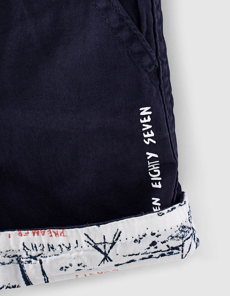 Short réversible navy et imprimé bébé garçon  -7