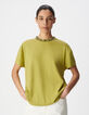 Dames-T-shirt met groene korte mouwen en juwelenkraag-2