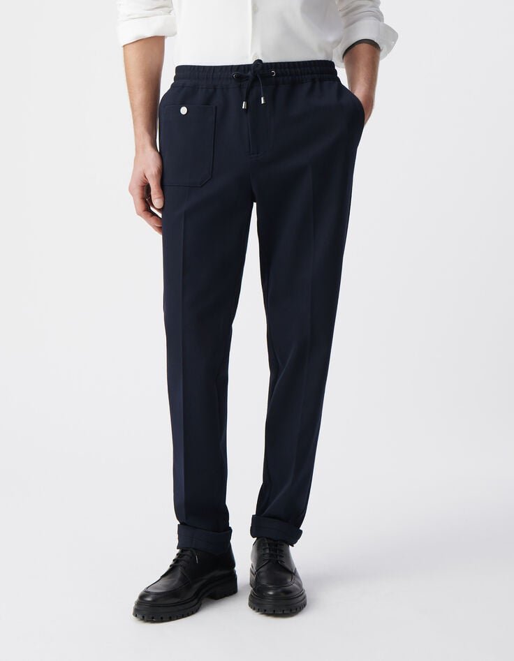 Men&rsquo;s navy patch pocket joggers-2