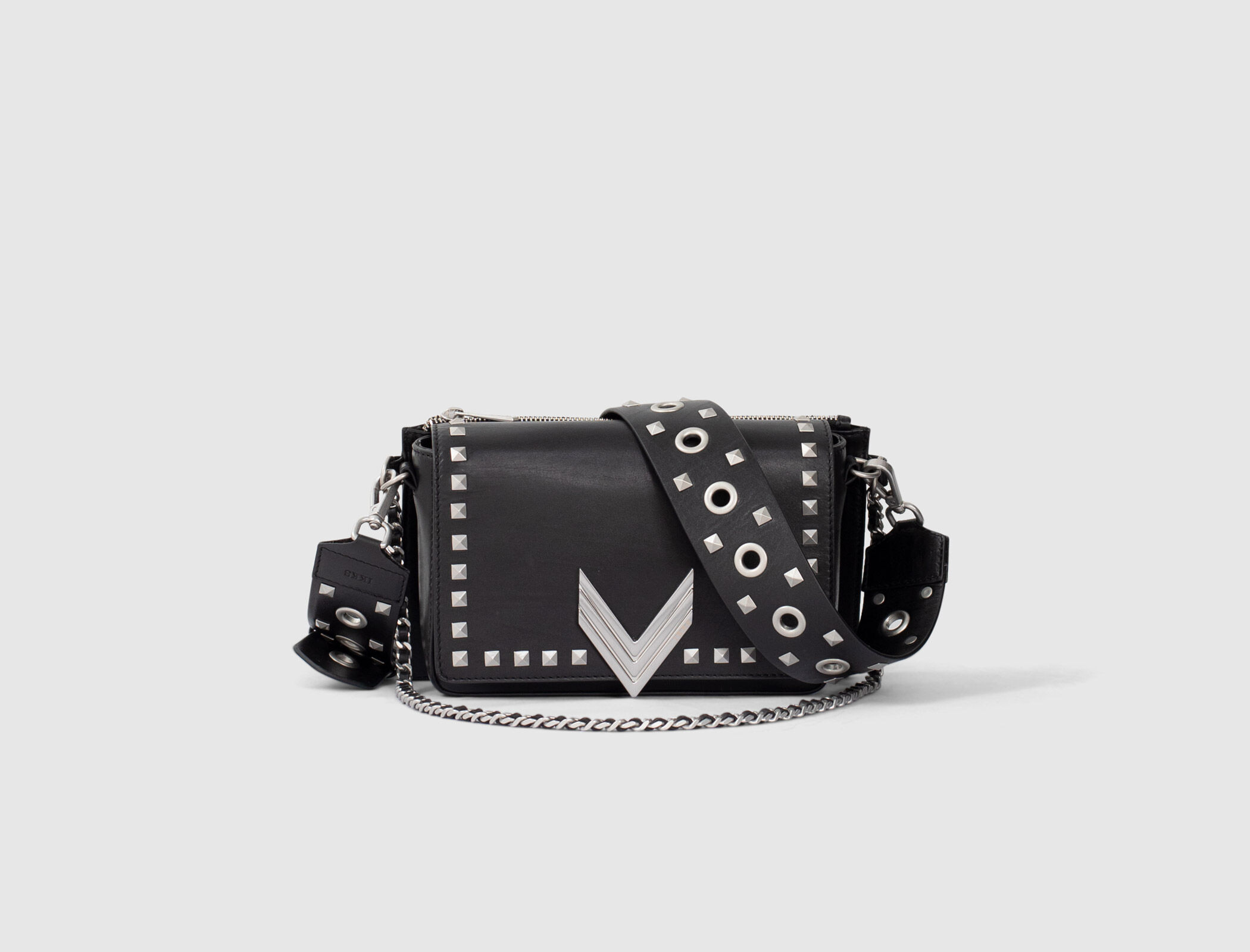 Le sac 111 Janis cuir d agneau noir rock femme IKKS