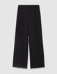 Pantalón traje ancho negro tiro alto mujer-5