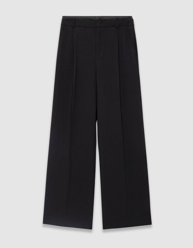 Pantalón traje ancho negro tiro alto mujer-5