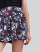 Jupe courte marine recyclée imprimé fleur batik Femme-4