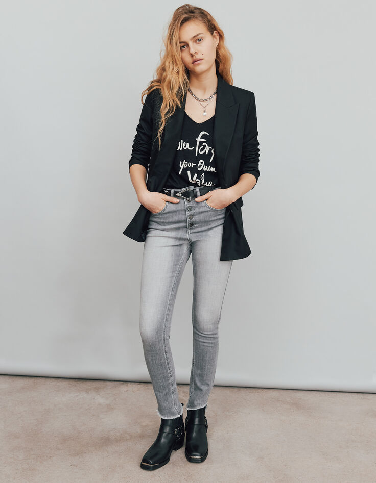 Grijze slim jeans high waist 7/8 sculpt up dames-6